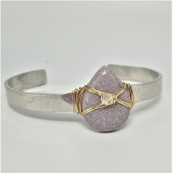 Dainty Lepidolite Cuff Bracelet