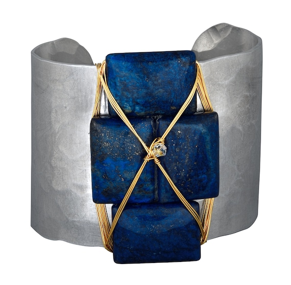 Lovely Lapis Wide Cuff