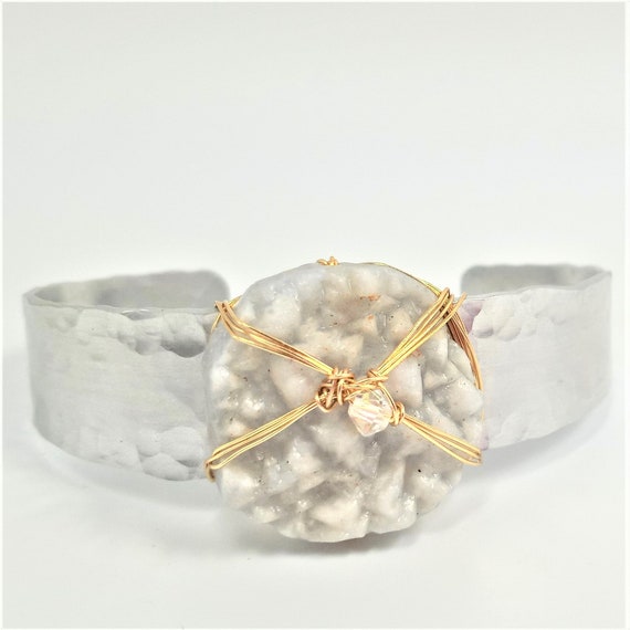 Blue Lace Agate Tapered Cuff Bracelet