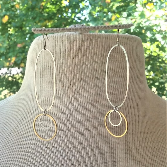 Simple Silver & Brass earrings