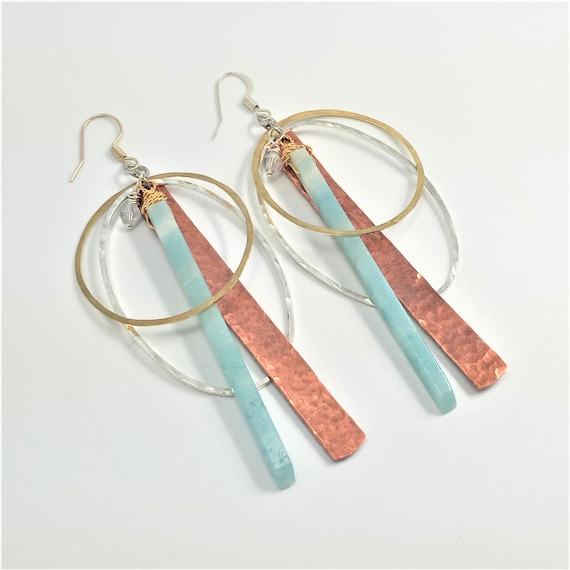 Long Amazonite Spike Dangle Earrings