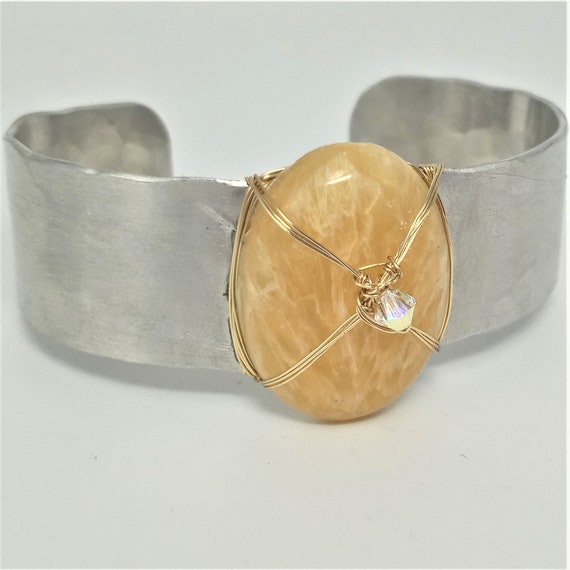 Golden Calcite Cuff Bracelet