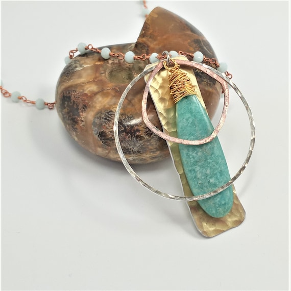 Amazonite Long Teardrop Dangle Necklace