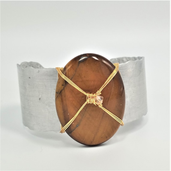 Golden Brown Shimmering Tigers Eye Cuff Bracelet