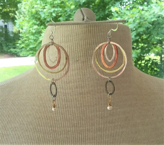 Metal Mania Earrings with pearl drops