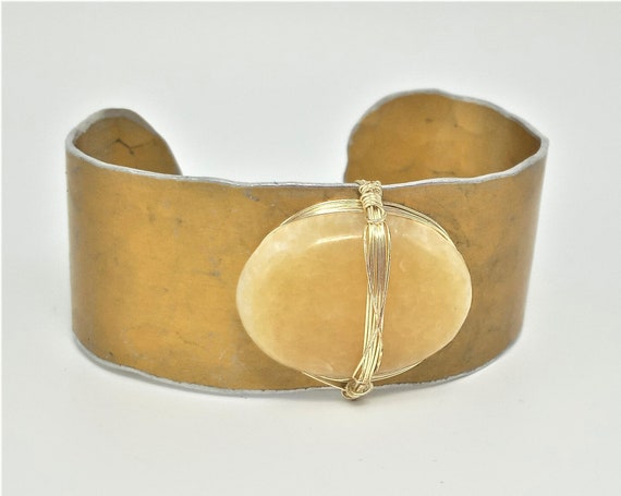 Golden Calcite on Golden Cuff Bracelet