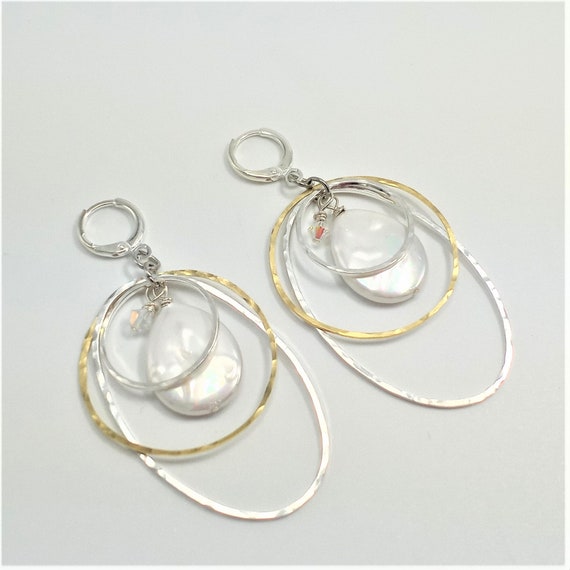 Extra Large Treadrop Freshwater Pearl Dangle Earrings