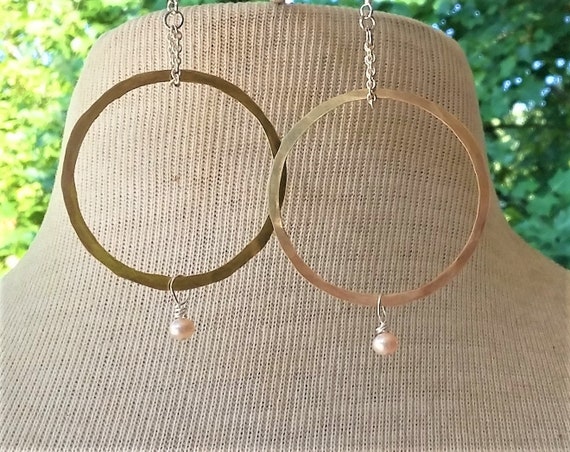 Large Hammered Brass with Pearls