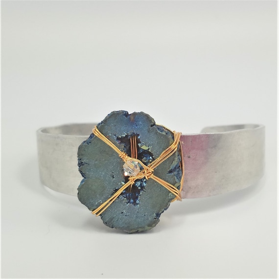 Midnight Blue Druzy Cuff Bracelet