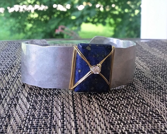 Lapis Hammered Cuff