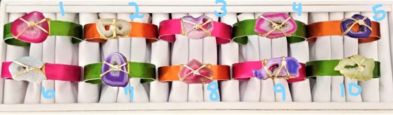 Summer fun geode slice cuff bracelets