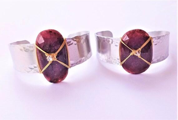 Raw Ruby Cuff Bracelets