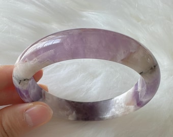 Natural Amethyst Gemstone Bangle, Purple Crystal Quartz Gemstone Bangle, Inner Diameter 61.2mm, Width 14.2mm