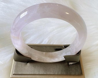 Natural Amethyst Bangle Bracelet, Light Purple Amethyst Bracelet, Lavender Quartz Bangle, Inner Diameter 56.9mm, Width 12.8mm
