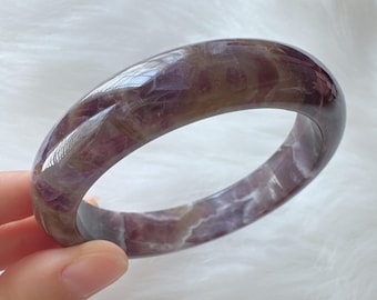 Natural Amethyst Gemstone Bangle, Purple Crystal Quartz Gemstone Bangle, Inner Diameter 60.3mm, Width 14.4mm