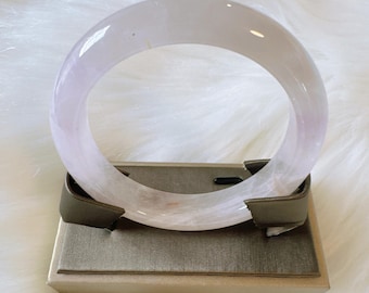 Natural Amethyst Bangle Bracelet, Light Purple Amethyst Bracelet, Lavender Quartz Bangle, Inner Diameter 56.9mm, Width 12.2mm