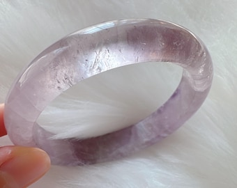Natural Amethyst Bangle Bracelet, Light Purple Amethyst Bracelet, Lavender Quartz Bangle, Inner Diameter 58mm, Width 13.4mm