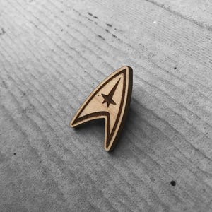 Star Trek Inspired Wooden Pin Badge
