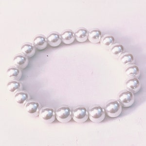 Glass Pearl Beaded  Stretch Bracelet