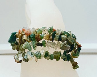 Handmade Jasper Chipstone Wrap Bracelet, Multicolor Gemstone