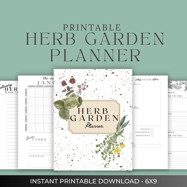 Herb Garden Planner, Garden Book, Apothecary Book, Culinary Herb, Medicinal Herb, Printable Planner,Digital Planner
