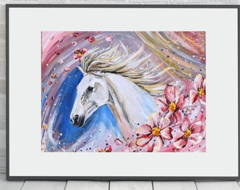 Original Artwork- Whimsical Horse Painting