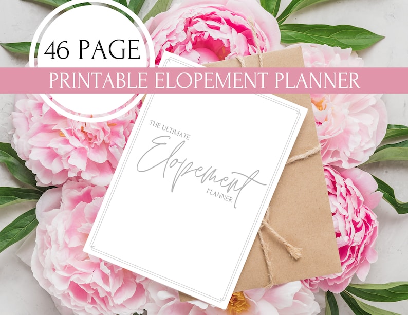 Elopement Planner PDF, Wedding Planner, Elopement Planning Notebook, Printable Planner image 1