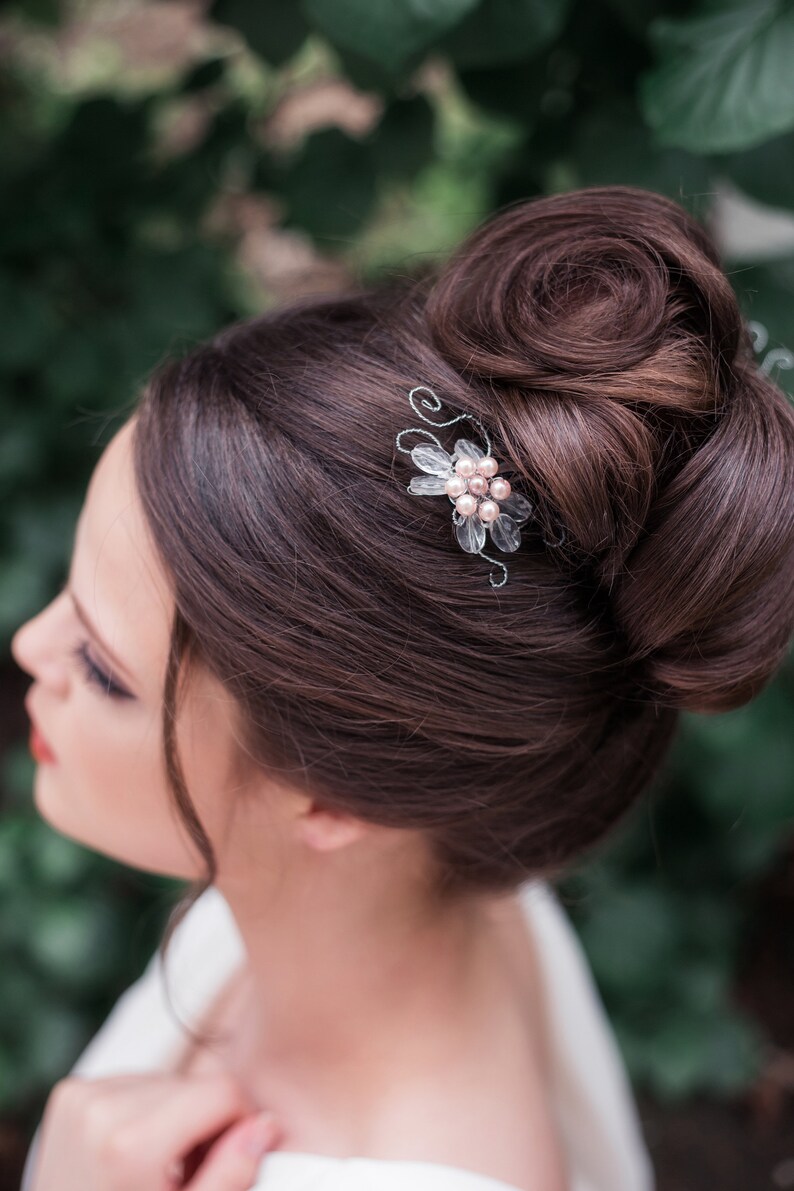 Wedding Hair Accessory wedding flower comb Pearl Hair comb floral bridal comb, whimsical bridal hair vine blush headpiece