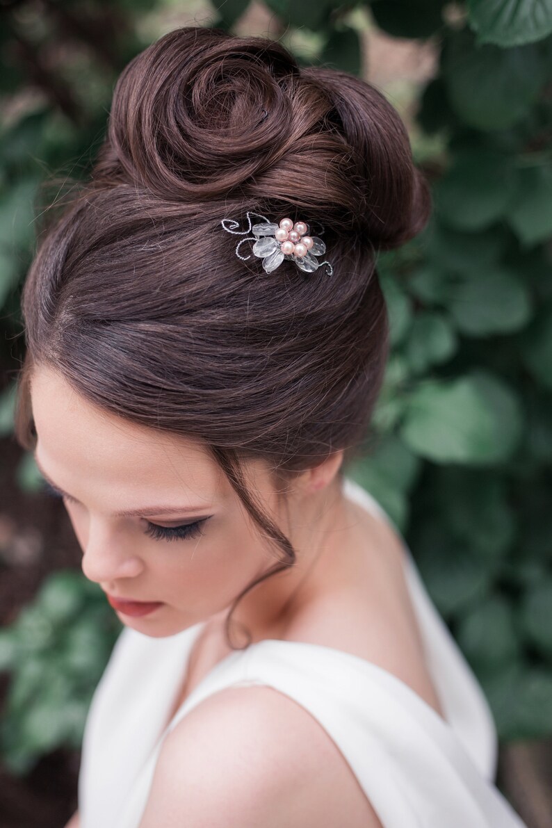 Wedding Hair Accessory wedding flower comb Pearl Hair comb floral bridal comb, whimsical bridal hair vine blush headpiece