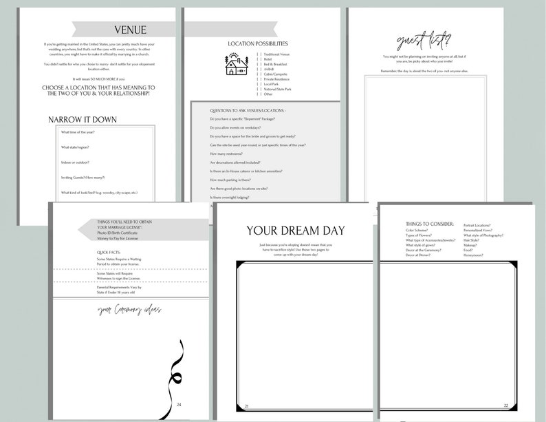 Elopement Planner PDF, Wedding Planner, Elopement Planning Notebook, Printable Planner image 7