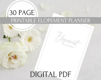 Simple Elopement Planner PDF, Wedding Planner, Elopement Planning Notebook, Printable Planner