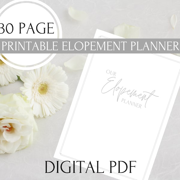 Simple Elopement Planner PDF, Wedding Planner, Elopement Planning Notebook, Printable Planner