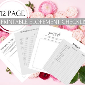 Elopement Checklist, Elopement Planning, Wedding Planner, Elopement Planner, Elopement Timeline, Wedding Planning, Printable Checklist