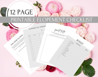 Elopement Checklist, Elopement Planning, Wedding Planner, Elopement Planner, Elopement Timeline, Wedding Planning, Printable Checklist