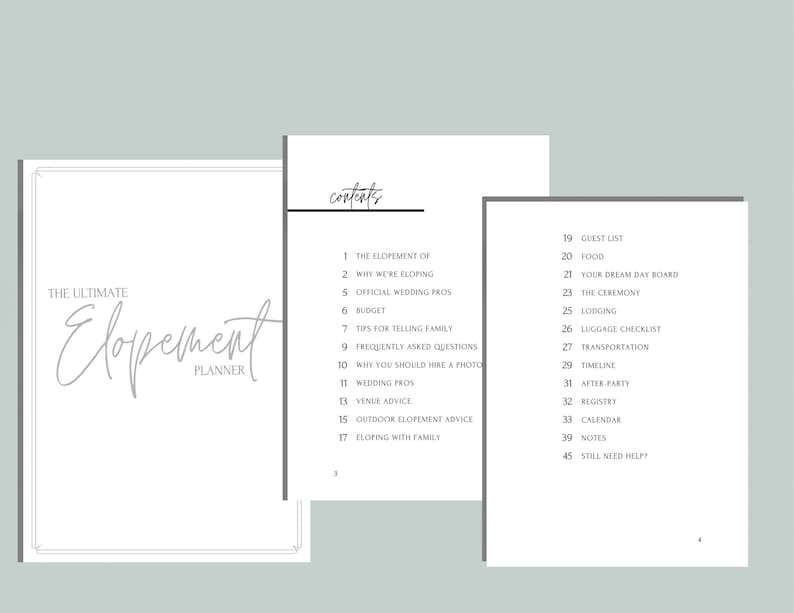 Elopement Planner PDF, Wedding Planner, Elopement Planning Notebook, Printable Planner image 3