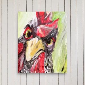 Impression de coq en colère, impression de poulet, dame folle de poulet