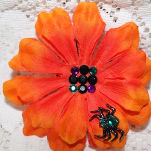 Halloween Hair Clip/Spider Hair Clip/Holiday Fun/Orange and Black Hair Accessory/Halloween Party