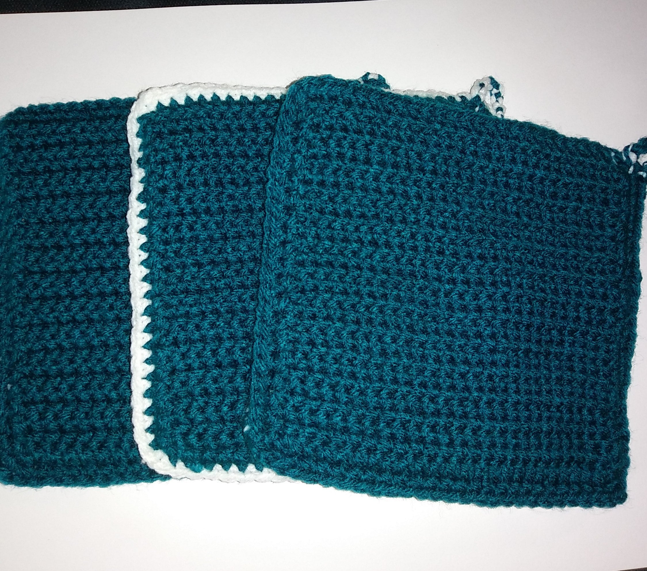 Teal and White Pot Holders/ Handmade / Mother's Day Gift Etsy