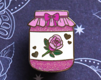 Rose Jelly - Glittery Jam Jelly Jar Hard Enamel Pin