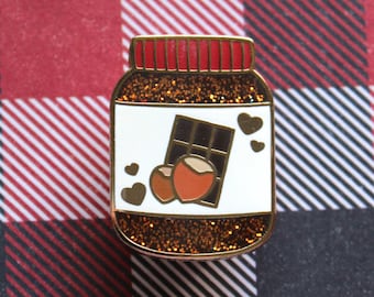 Chocolate Hazelnut Spread - Glittery Jam Jelly Jar Hard Enamel Pin