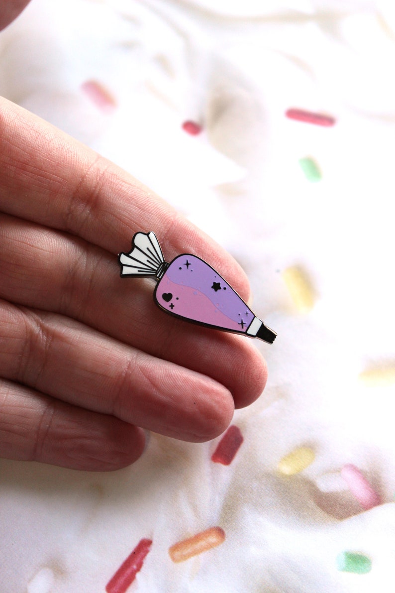 Two Tone Piping Bag Pastel Pink and Purple Hard Enamel Pin image 1