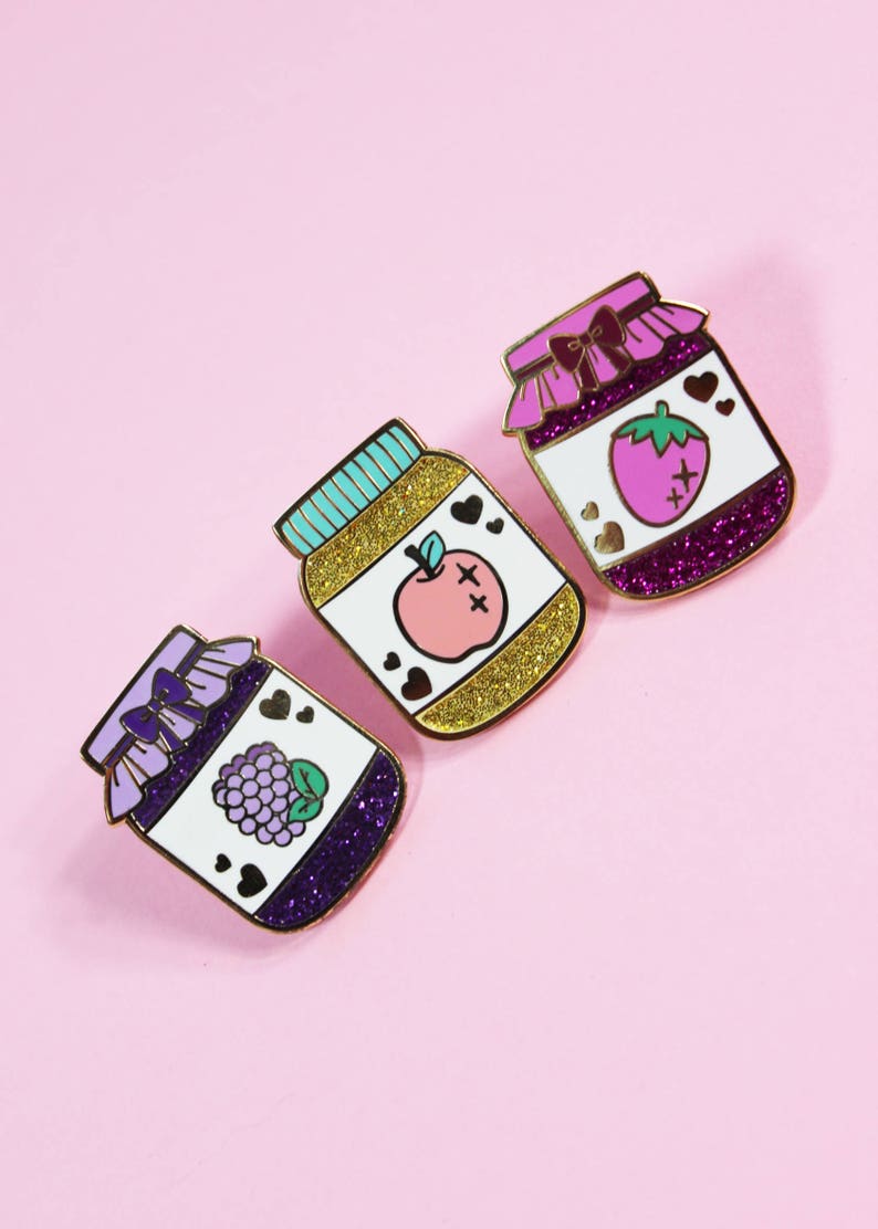 Blackberry Jam Hard Enamel Glitter Pin Precious Preserves Etsy