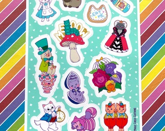 Kitties In Wonderland 5x7 Sticker Sheet