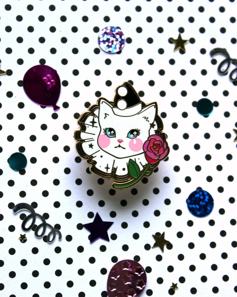 Pawerrot the Clown Cat Hard Enamel Pin image 1