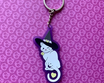 Witch Cat Translucent PVC Keychain