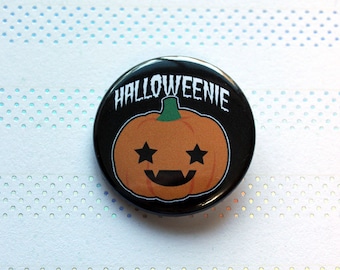 Halloweenie Jack O' Lantern 1.5" Pin-Back  Button - Dis Pumpkin Loves Halloween