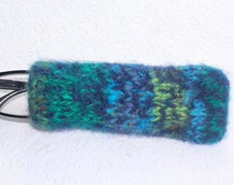 Blue and Green Felted Wool Readers Case, Knit Eyeglass Case, Reading Glasses Case Jeanie Bean Handknits