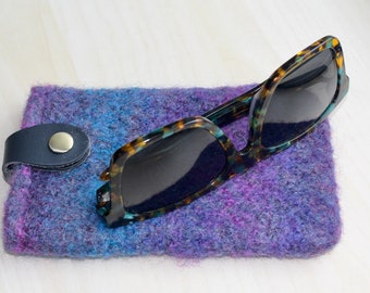 Large Eyeglass Case, Felted Wool Case for Glasses, Eyeglass Sleeve, Soft Case for Large Sunglasses or Glasses, JeanieBeanHandknits