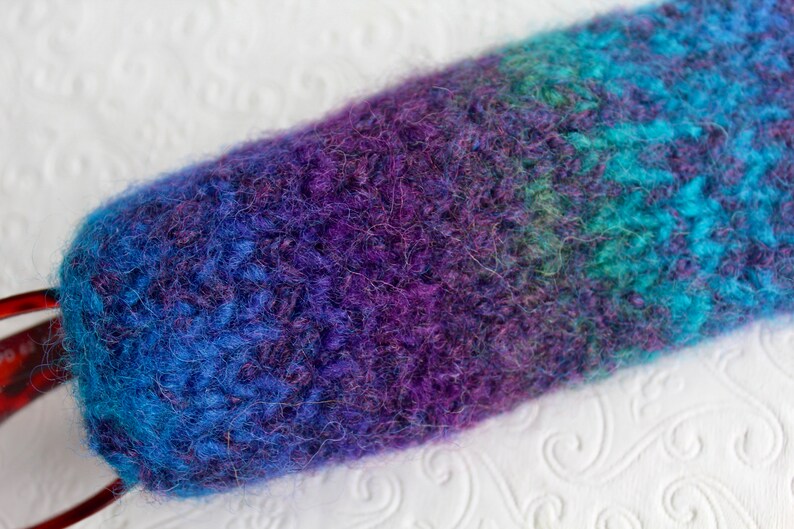 Purple, Turquoise, Green Felted Wool Readers Case, Knit Eyeglass Case, Reading Glasses Case Jeanie Bean Handknits image 3