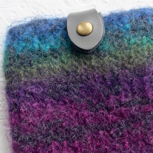 Felted Wool Blue, Purple, Green Large Eyeglass Case, Wool Eyeglass Sleeve, Soft Case for Large Sunglasses or Glasses, JeanieBeanHandknits image 2